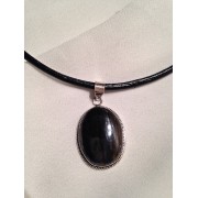 331 collier oeil de tigre chaine argent sterling